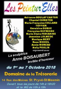 Onze Peintur'Elles exposent au Domaine de la Trésorerie !. Du 1er au 7 octobre 2018 à SAINT PRYVÉ ST MESMIN. Loiret.  14H00